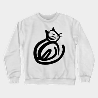 Stick figure cat in black ink Crewneck Sweatshirt